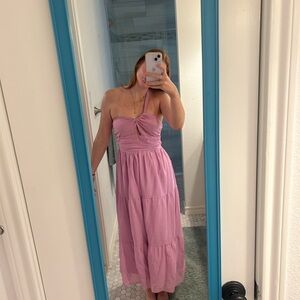 Pinkish Purple One Shoulder Maxi Dress
